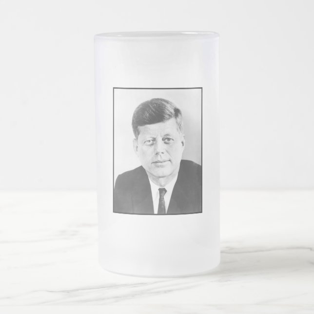 President John F Kennedy Porträtt Frosted Glass BE Frostat Ölglas (Center)