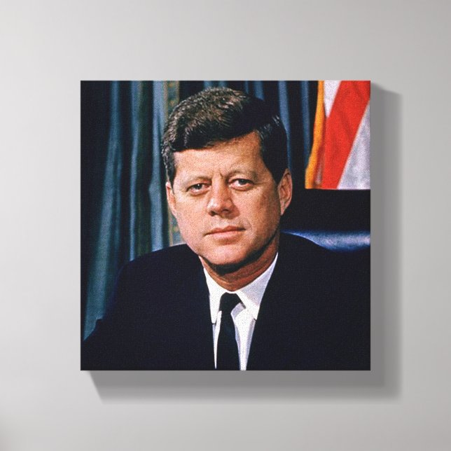 President John F Kennedy Porträtt JFK 35e 8x8 Canvastryck (Framsida)