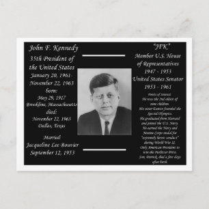 President John F Kennedy Vykort