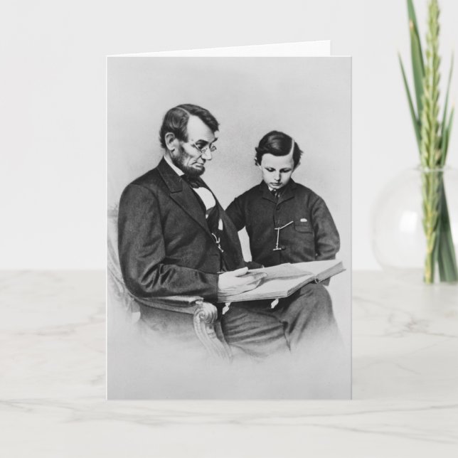 President Lincoln Greeting Card - läsa med Son Kort (Framsida)