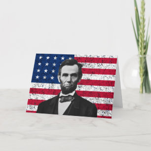 President Lincoln och den amerikanska Flagga Kort