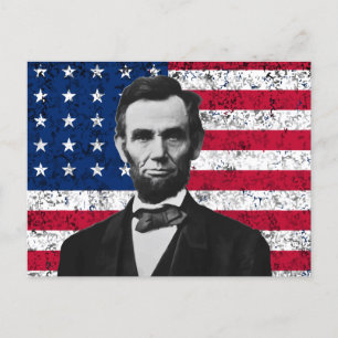 President Lincoln och den amerikanska Flagga Vykort