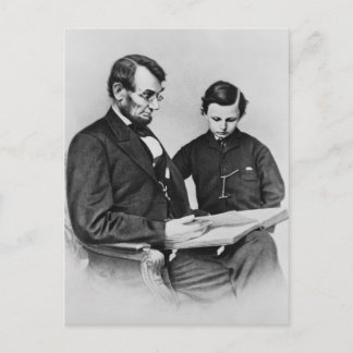 President Lincoln Postcard - Läsa med son Tad Vykort