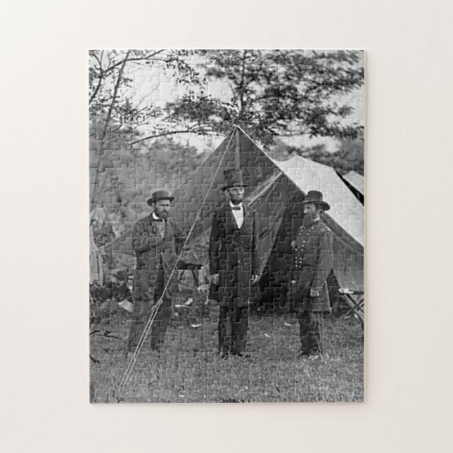 President Lincoln vid Antietam Maryland Civil Krig Pussel (Vertikal)