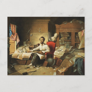 President Lincoln Writing Proclamation of Freedom Vykort