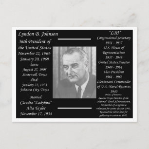 President Lyndon Johnson Vykort