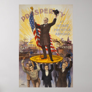 President McKinley som står på ett gigantiskt mynt Poster