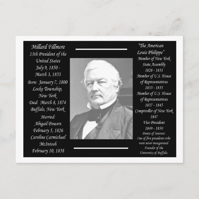 President Millard Fillmore Vykort (Framsida)