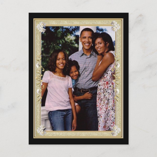 President Obama 1st Family Framed Keepsakes Vykort (Framsida)
