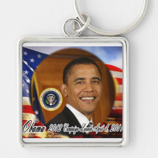 President Obama 2012 Kampanj Launch Fyrkantig Silverfärgad Nyckelring