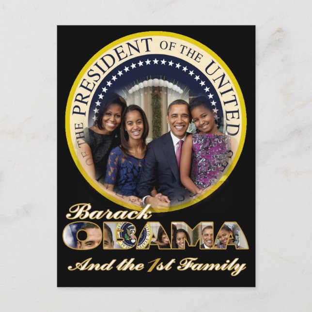 PRESIDENT OBAMA America's First Family Vykort (Framsida)