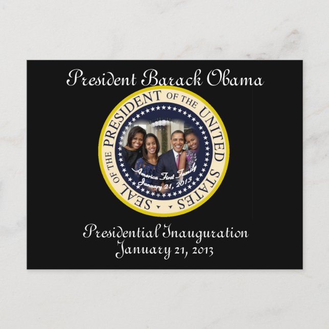 PRESIDENT OBAMA FAMILY 2013 Inviguration Vykort (Framsida)