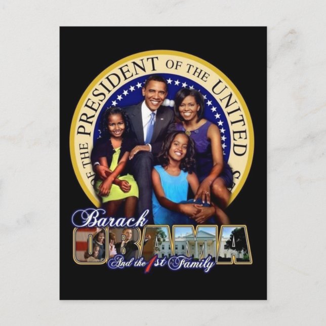 President Obama & First Family Postcard Vykort (Framsida)