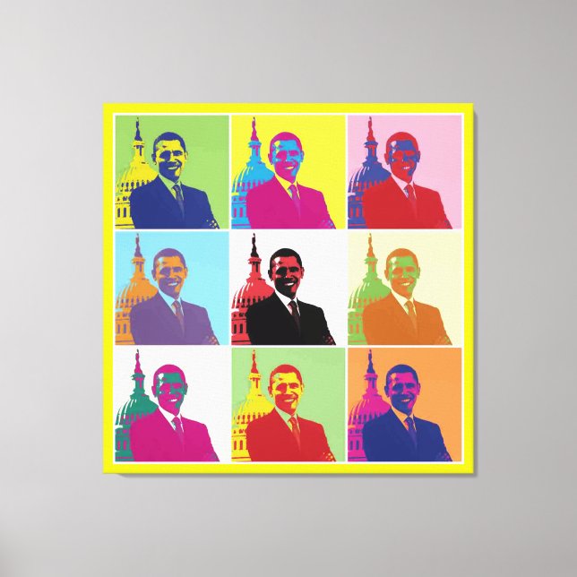 President Obama Funky Modern Pop Art Canvastryck (Framsida)