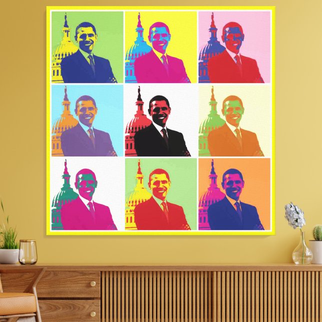 President Obama Funky Modern Pop Art  Canvastryck (Insitu (Vardagsrum))