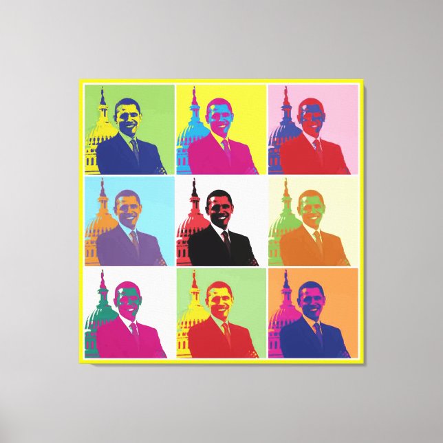 President Obama Funky Modern Pop Art Canvastryck (Framsida)