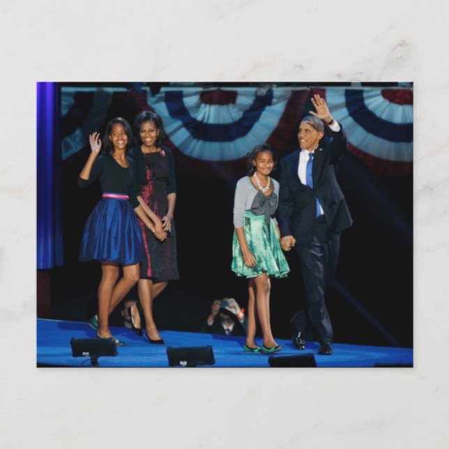 PRESIDENT OBAMA Historiskt omval Vykort (Framsida)