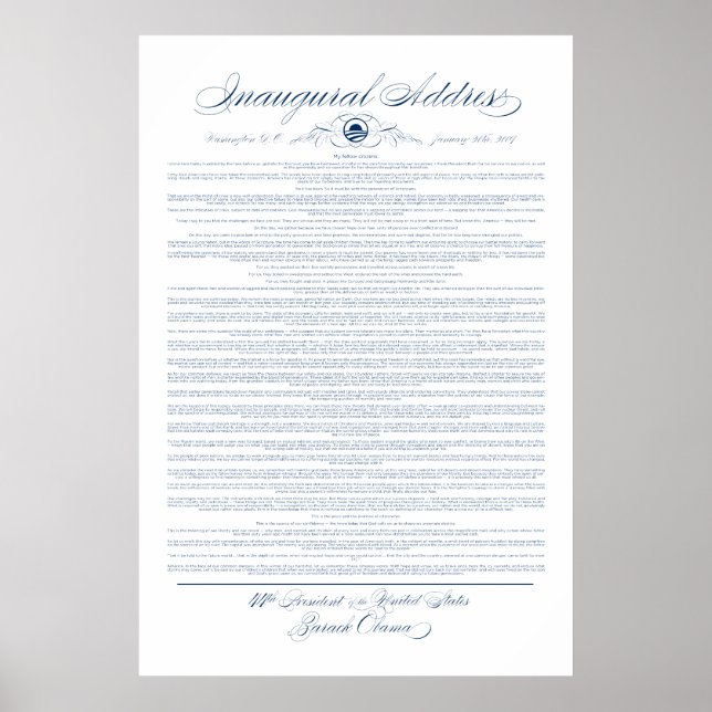President Obama Inaugural Adress Skriv ut Poster (Framsidan)