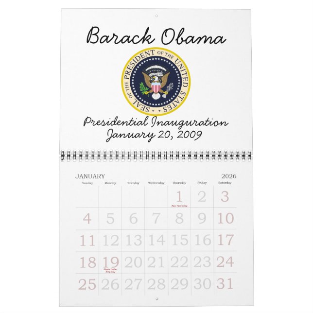 PRESIDENT OBAMA Inviguration minnesstund Kalender (Jan 2026)