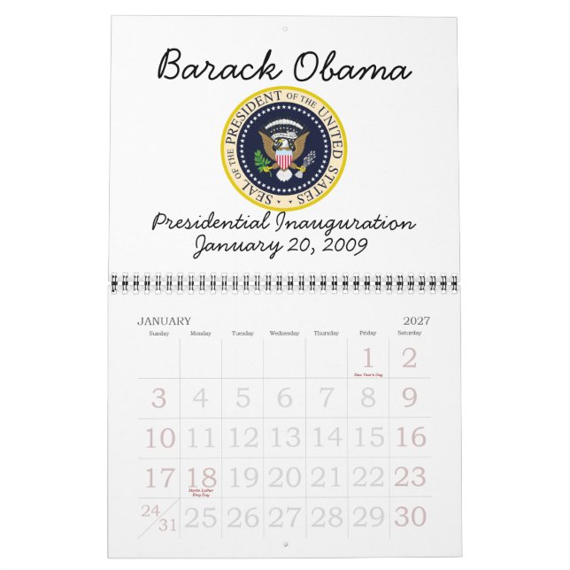 PRESIDENT OBAMA Inviguration minnesstund Kalender (Jan 2027)
