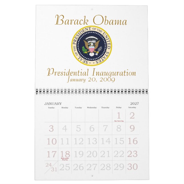 PRESIDENT OBAMA Inviguration minnesstund Kalender (Jan 2027)