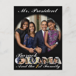 PRESIDENT OBAMA OCH DEN FÖRSTA FAMILJEN VYKORT
