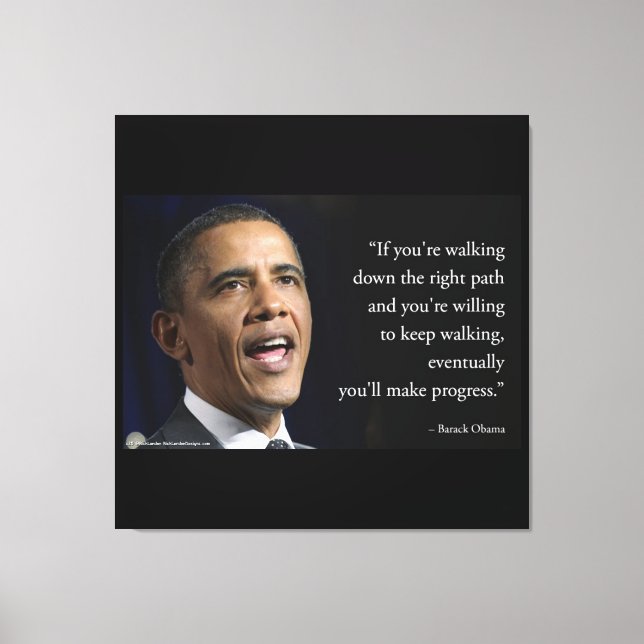 President Obama Och "Gör Framsteg" Citat Canvastryck (Framsida)