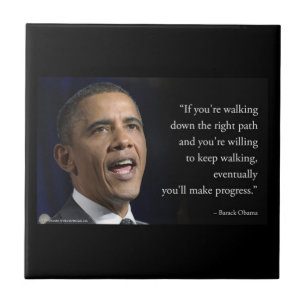 President Obama Och "Gör Framsteg" Citat Kakelplatta
