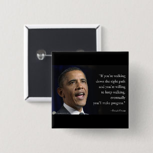 President Obama Och "Gör Framsteg" Citat  Knapp