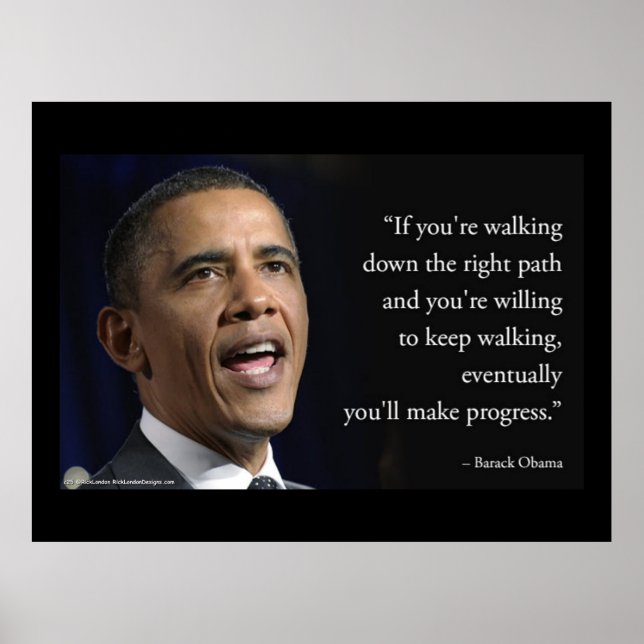 President Obama Och "Gör Framsteg" Citat  Poster (Framsidan)
