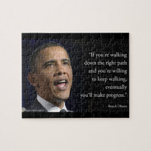 President Obama Och "Gör Framsteg" Citat Pussel