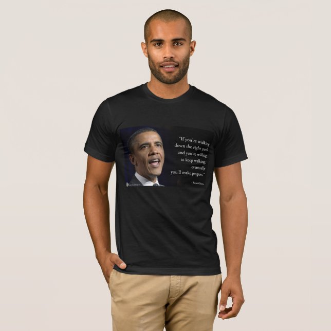 President Obama Och "Gör Framsteg" Citat T Shirt (Hel framsida)