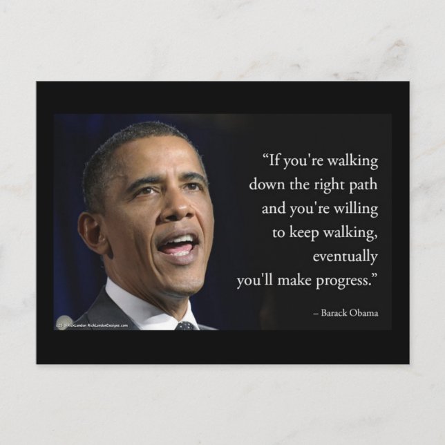 President Obama Och "Gör Framsteg" Citat  Vykort (Framsida)