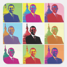 President Obama Pop Art Fyrkantigt Klistermärke