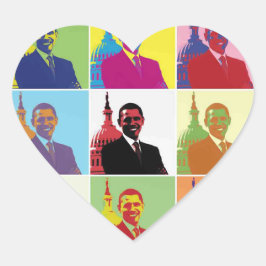 President Obama Pop Art Hjärtformat Klistermärke