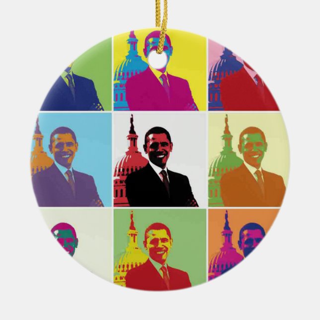 President Obama Pop Art Julgransprydnad Keramik (Framsidan)