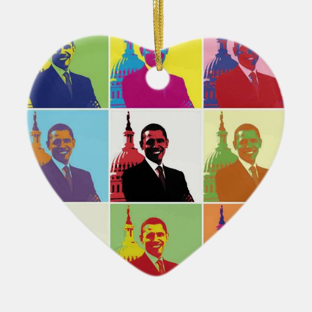 President Obama Pop Art Julgransprydnad Keramik (Framsidan)