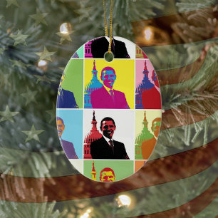 President Obama Pop Art Julgransprydnad Keramik