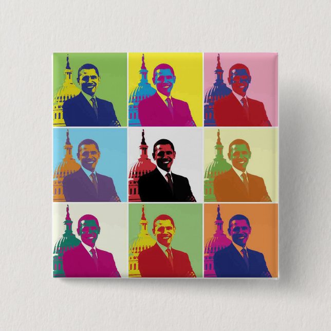 President Obama Pop Art Knapp (Framsida)