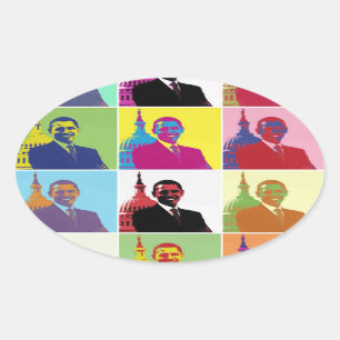 President Obama Pop Art Ovalt Klistermärke