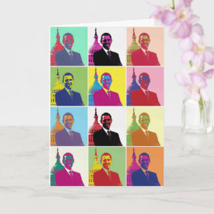 President Obama Pop Art Presidentfödelsedag Kort