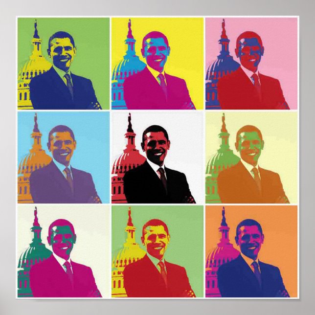 President Obama Pop Art Retro Politiker Liten Poster (Framsidan)