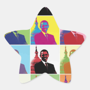 President Obama Pop Art Stjärnformat Klistermärke