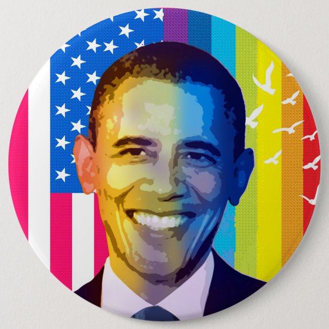 President Obama Porträtt-Rainbow & USA flagga Knapp (Framsida)