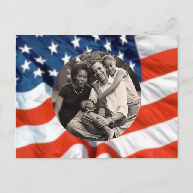 President Obamas första familjefoto Vykort (Framsida)
