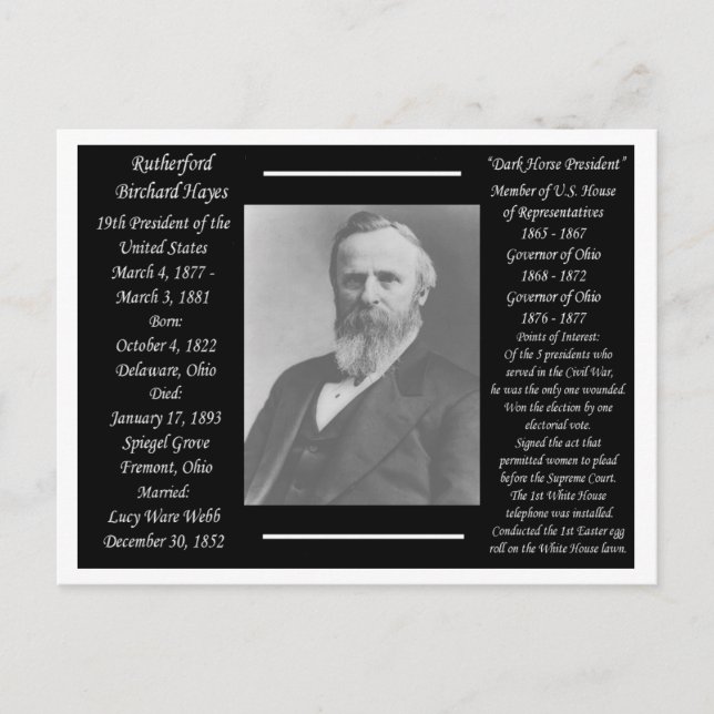 President Rutherford B Hayes Vykort (Framsida)