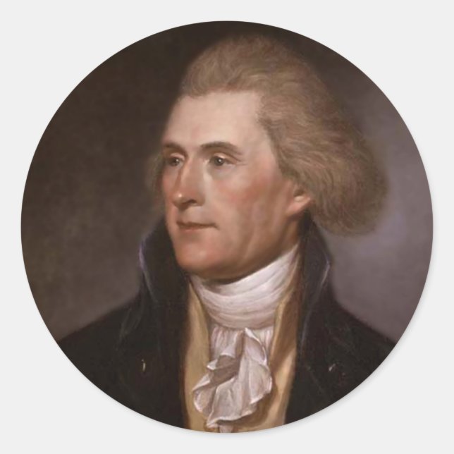 President Thomas Jefferson Runt Klistermärke (Framsida)