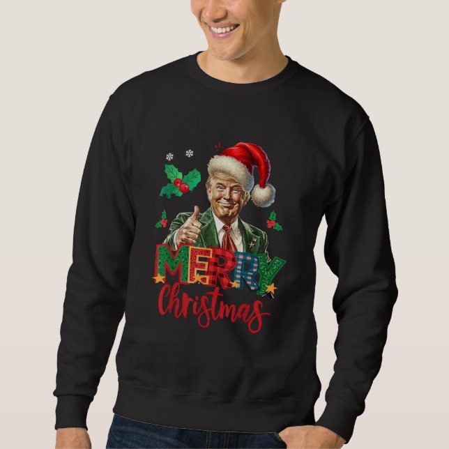 President Trump 2024 God jul Trump Fläkt Lång Ärmad Tröja (Framsida)