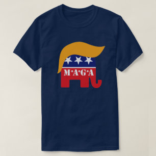 President Trump 2024 GOP Elefant Hår Logo MAGA T Shirt