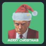 President Trump 2024 Mugg shot God jul Fyrkantigt Klistermärke<br><div class="desc">President Trump 2024 Mugg-shot,  God jul</div>